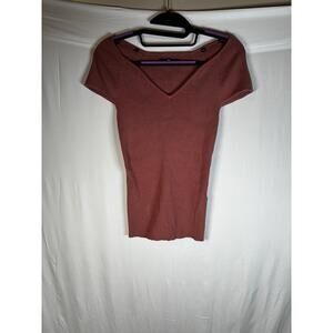 7 For All Mankind Sweetheart Rib Top M Soft berry Stretch Minimalist Chic